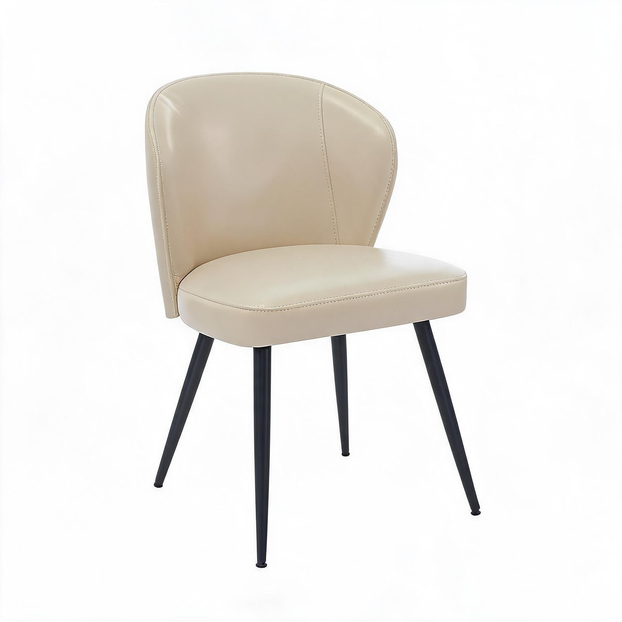 ESSZIMMERSTUHL 2er-Set Leder gepolstert mit ergonomischer geschwungener Lehne - Beige, Metall (66.1/50.1/53.1cm) - Garvee