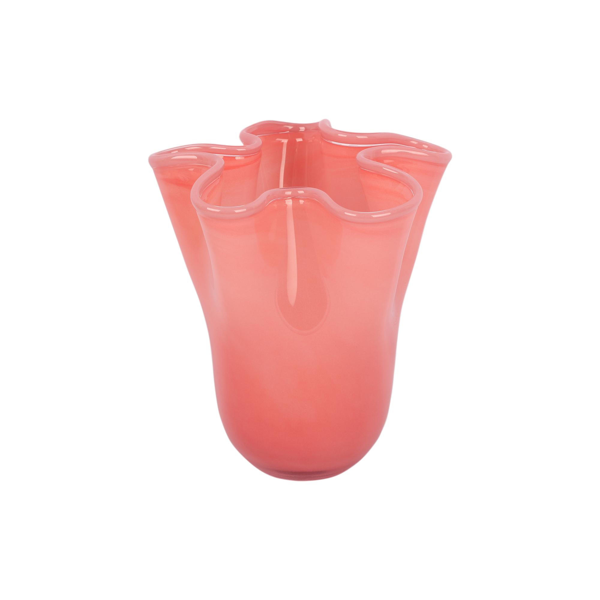 VASE Ruffles Medium Rosa 19.5/19.5/22 cm - Pink, Glas (22cm) - Present Time