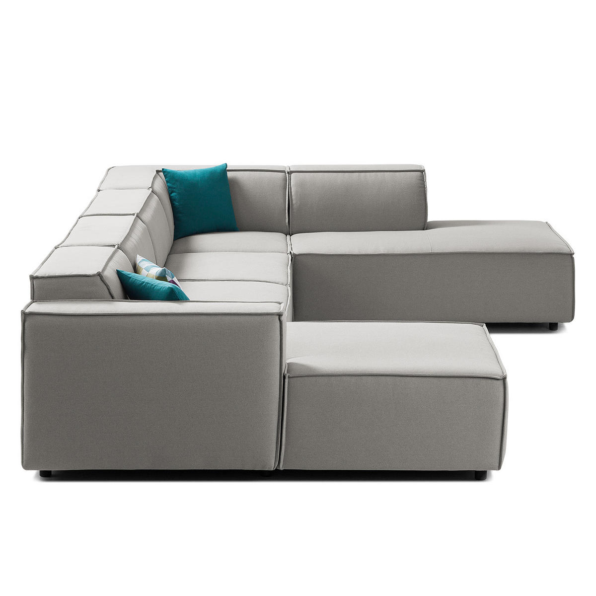 WOHNLANDSCHAFT mit Longchair & Ottomane - Graubraun/Schwarz, Kunststoff/Textil (369/70/234cm) - home24