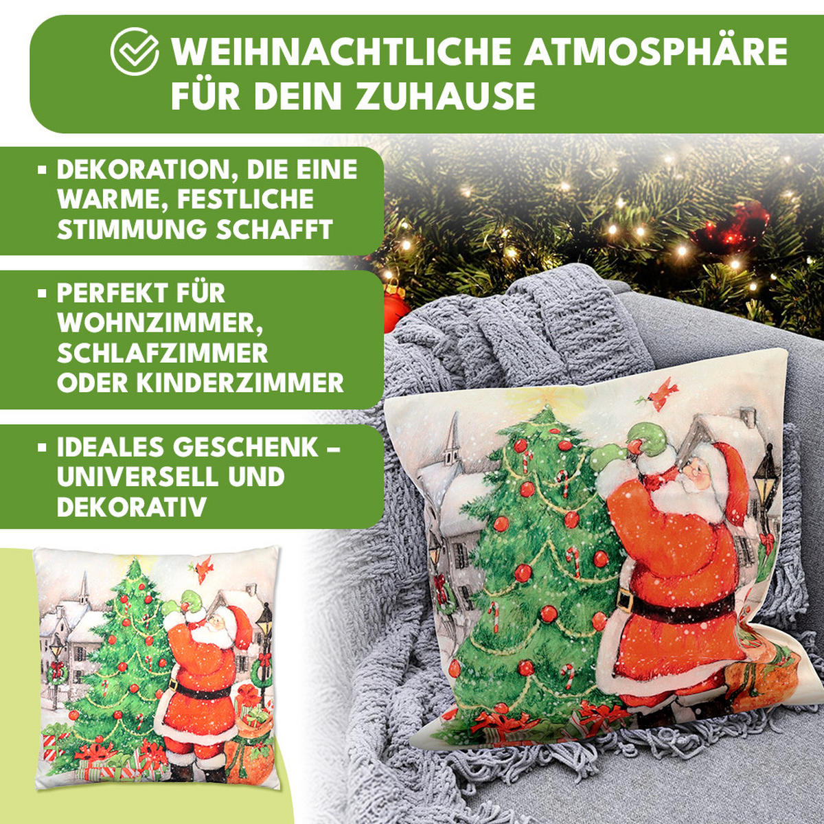 KISSENBEZUG Weihnachts Dekokissenbezug 44x44cm - Grau, Textil (45/45cm) - KRUMAD