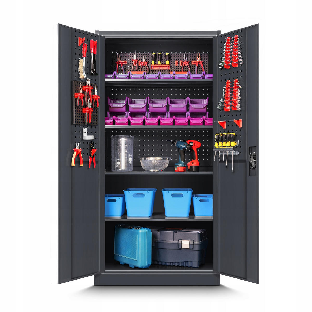 WERKZEUGSCHRANK BRUNO - Anthrazit, Metall (92/185/50cm) - Jan Nowak