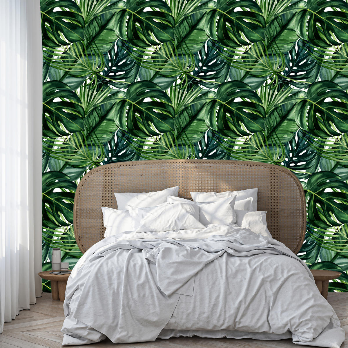VLIESTAPETE Monstera, Palmen und Bananenblätter – Grün – 50x1000 cm - Grün, Papier (50/1000cm) - Muralo