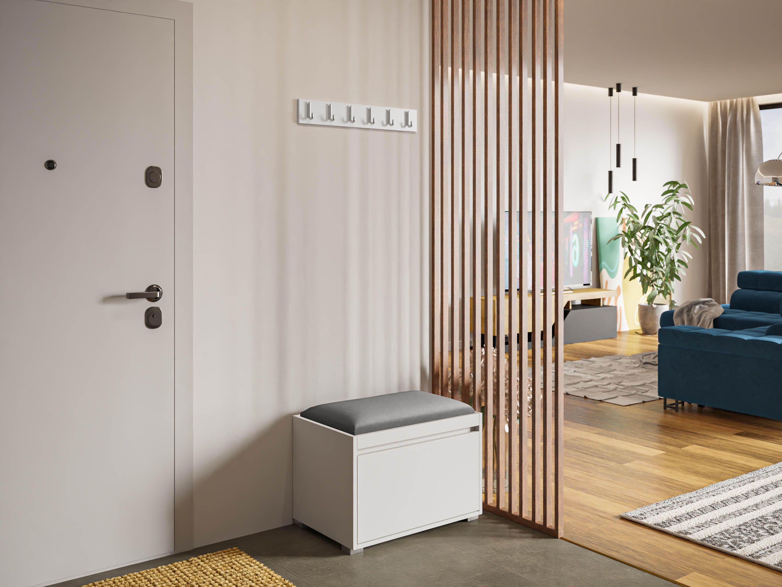 GARDEROBEN-SET Grawis 60 III - Silberfarben/Grau, Holzwerkstoff/Kunststoff (64.5/45/34cm) - MIRJAN24