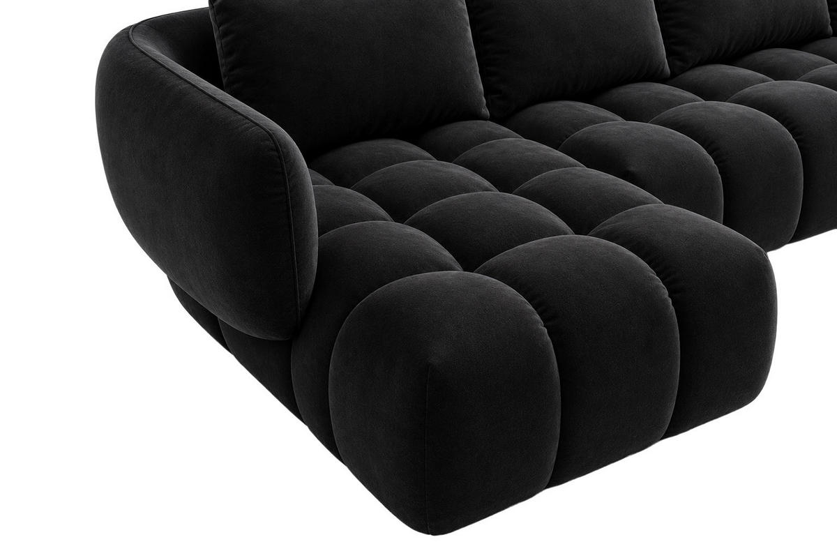 ECKSOFA L-Form, Veloursstoff Bluvel, Schwarz, Links, SEVIO L - Schwarz, Holz (242/175cm) - Kaiser Möbel