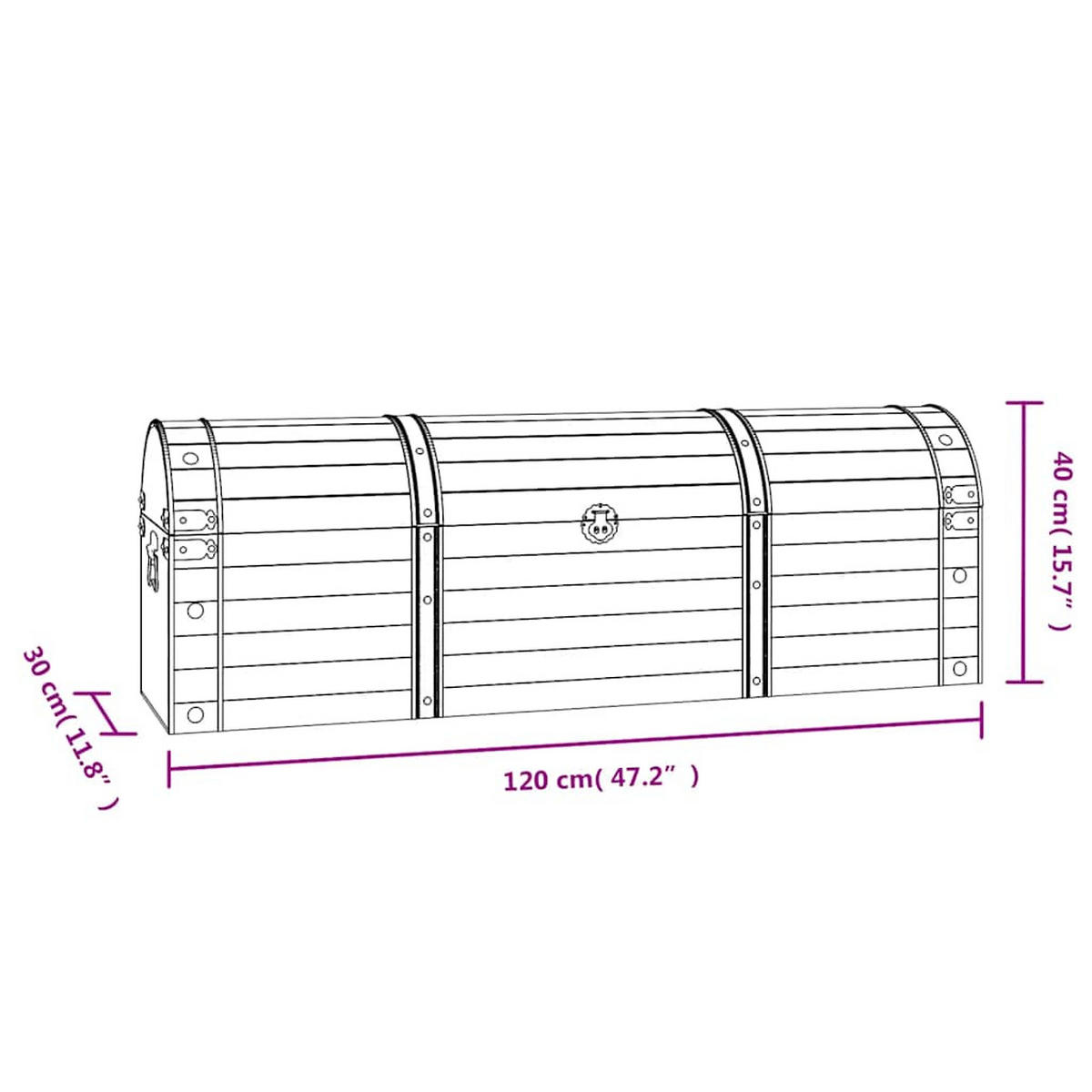 AUFBEWAHRUNGSTRUHE Massivholz Vintage-Stil 120/30/40 Cm - Schwarz, Holz (120/40/30cm) - vidaXL
