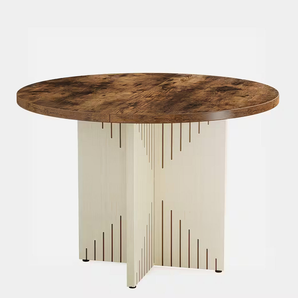 ESSTISCH Rund Farmhouse Braun/Beige MDF 100x100x75 cm - Beige/Braun, Holzwerkstoff (100/100/75cm) - Quality Elegance