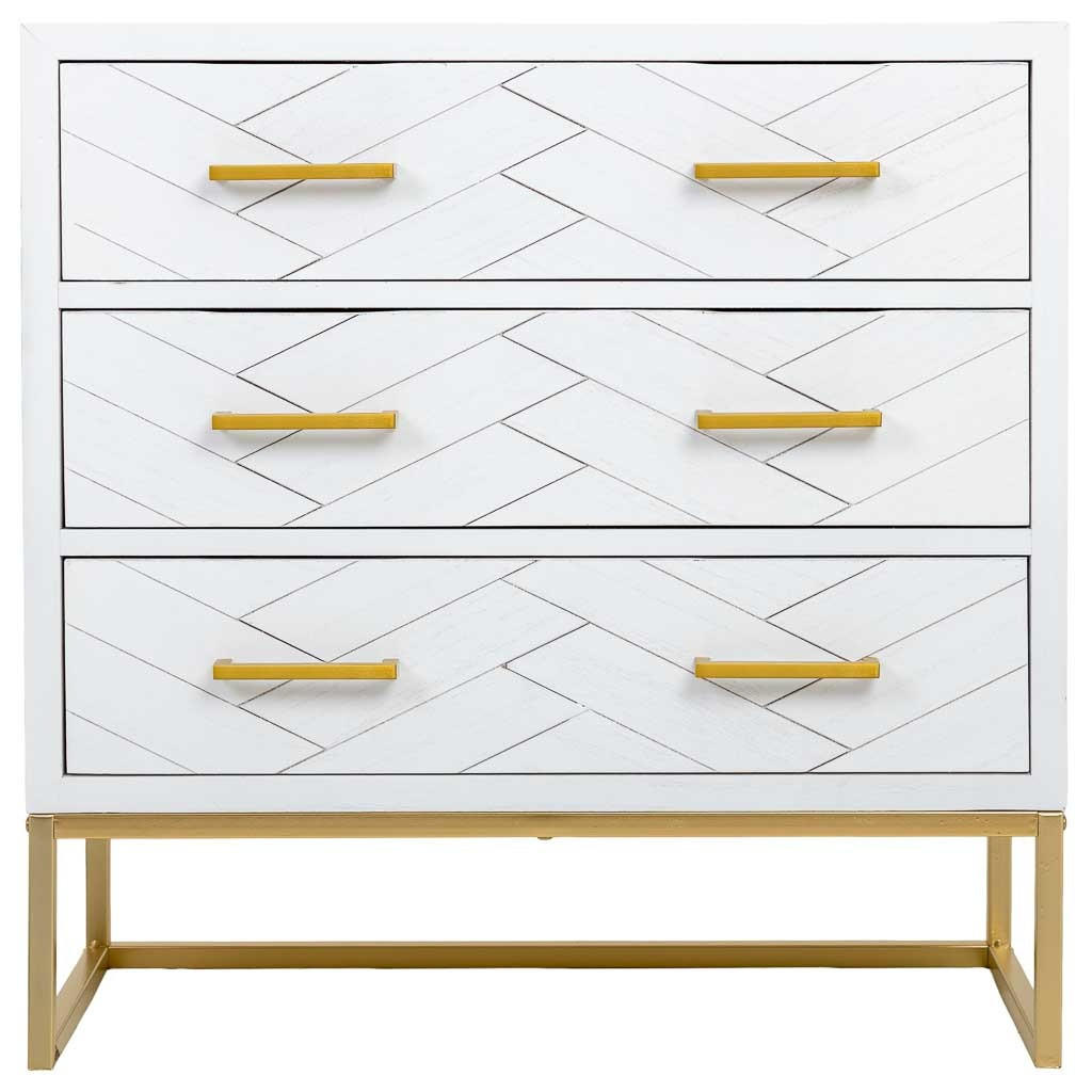 KOMMODE mit 3 schubladen aus holz und metall 80x39x81 cm - Weiß, Holz (80/81/39cm) - Wanderlust