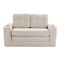 SCHLAFSOFA 2-Sitzer Sofa mit 2 Zierkissen,Lounge Sofa,Polstersofa,Cord,Beige - Beige, Textil (136/82.5/80cm) - LVHOM