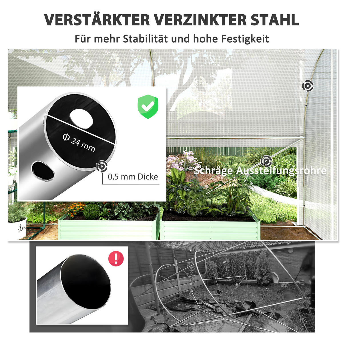 GEWÄCHSHAUS aus Kunststoff 300x200x200 cm in Weiß mit Rolltür & Fenstern - Weiß, Kunststoff (200/200/300cm) - Modfu