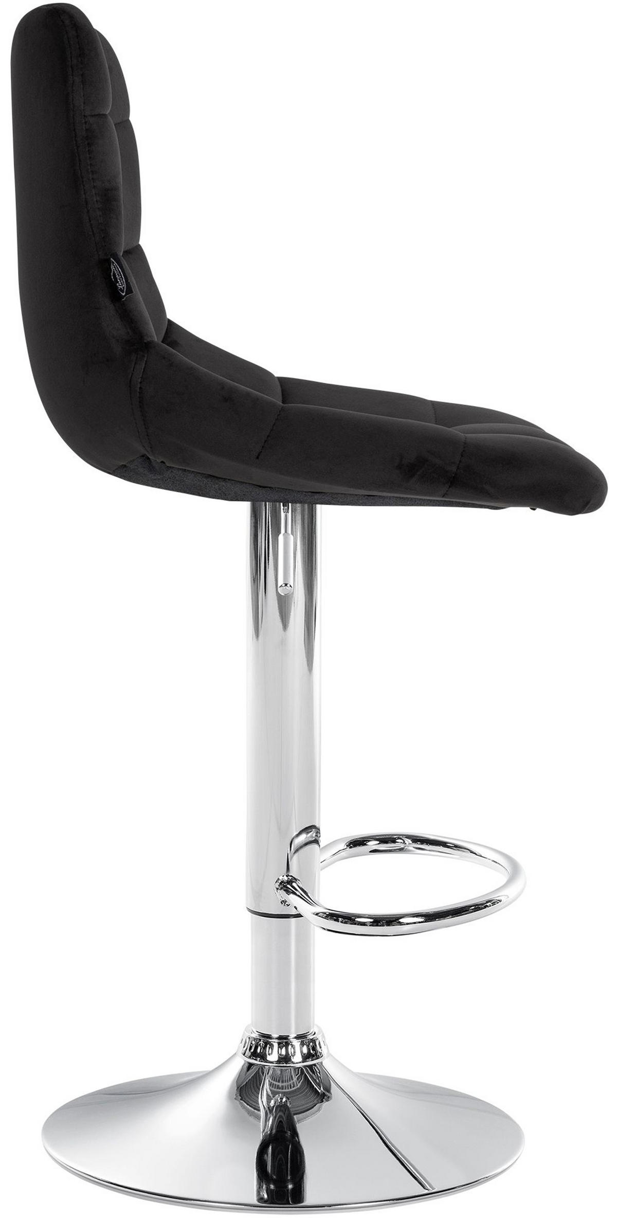 BARHOCKER James Samt chrom schwarz - Chromfarben/Schwarz, Textil/Metall (43/108.5/46.5cm) - TPFLiving