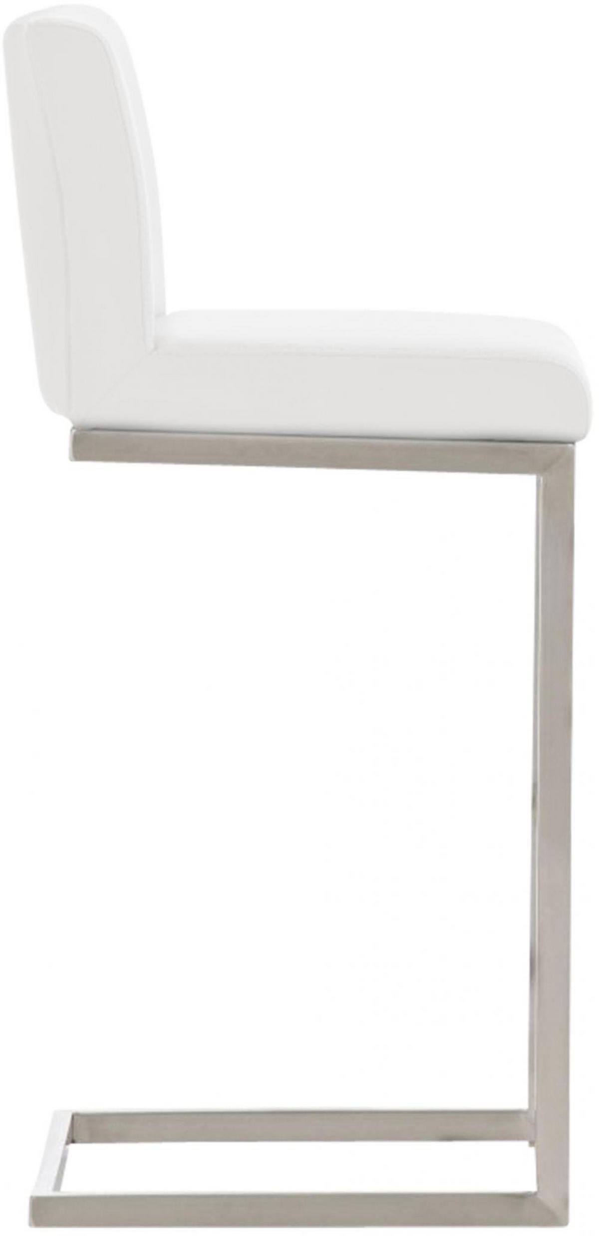 BARHOCKER Lederlook Weiß - Edelstahlfarben/Weiß, Textil/Metall (42/104/48cm) - CLP