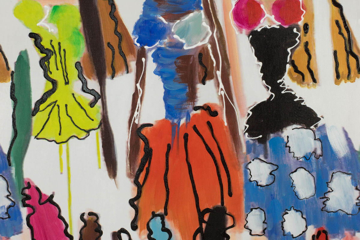 RUČNE MAĽOVANÝ AKRYLOVÝ OBRAZ 90/60 cm, viacfarebný, figurálny motív - viacfarebná, drevo/textil (90/60cm) - KUNSTLOFT