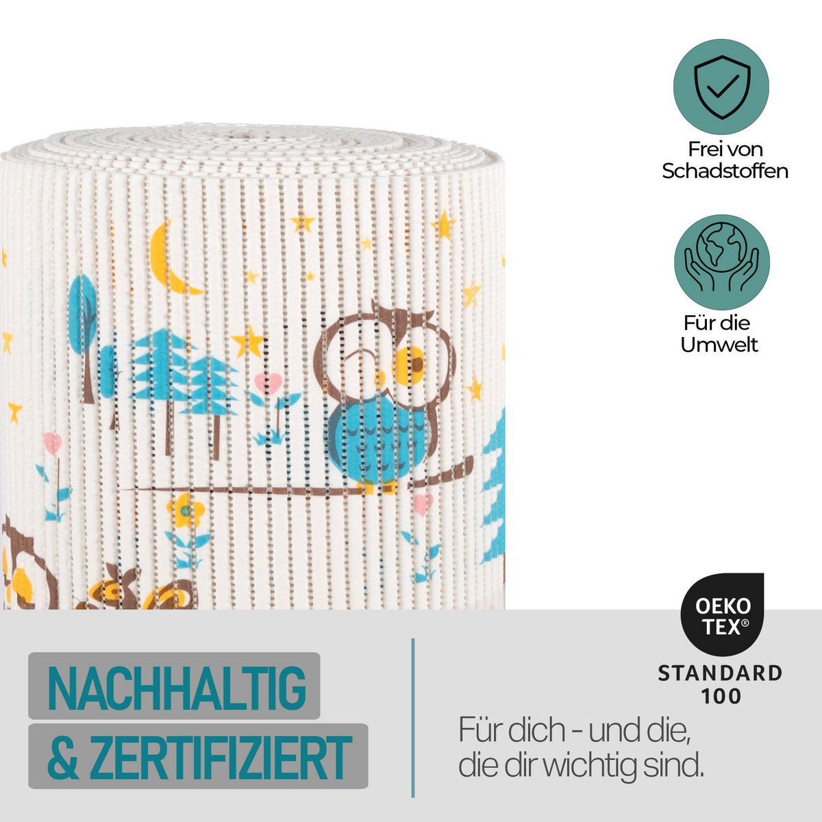 SCHUTZUNTERLAGE Weichschaum auf Rolle 0,65x15 m Eule - Multicolor, Kunststoff (65/1500cm) - Bestlivings
