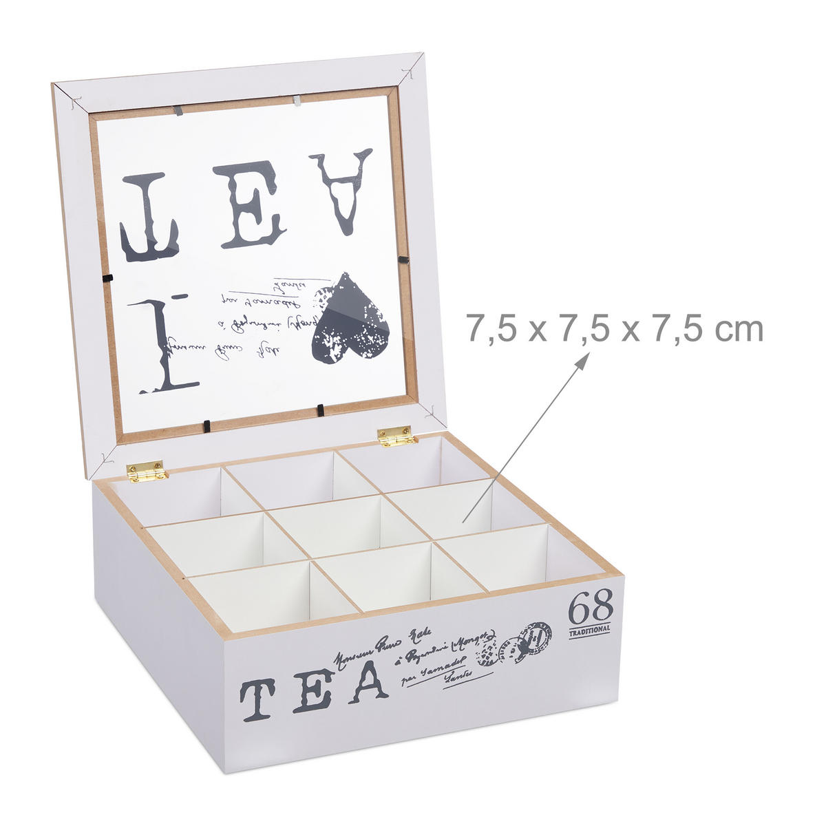 TEEBOX - Weiß, Holzwerkstoff/Kunststoff (25/9/25cm) - Relaxdays