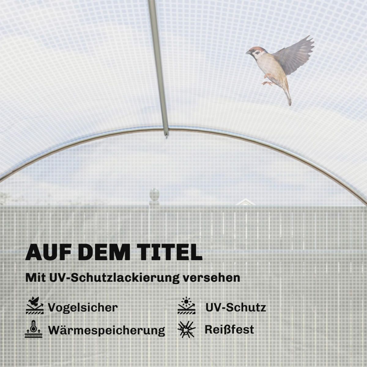 GEWÄCHSHAUS Folie Maschentür Stützstangen weiß - Weiß, Kunststoff (396/200/300cm) - Fortuna Lai