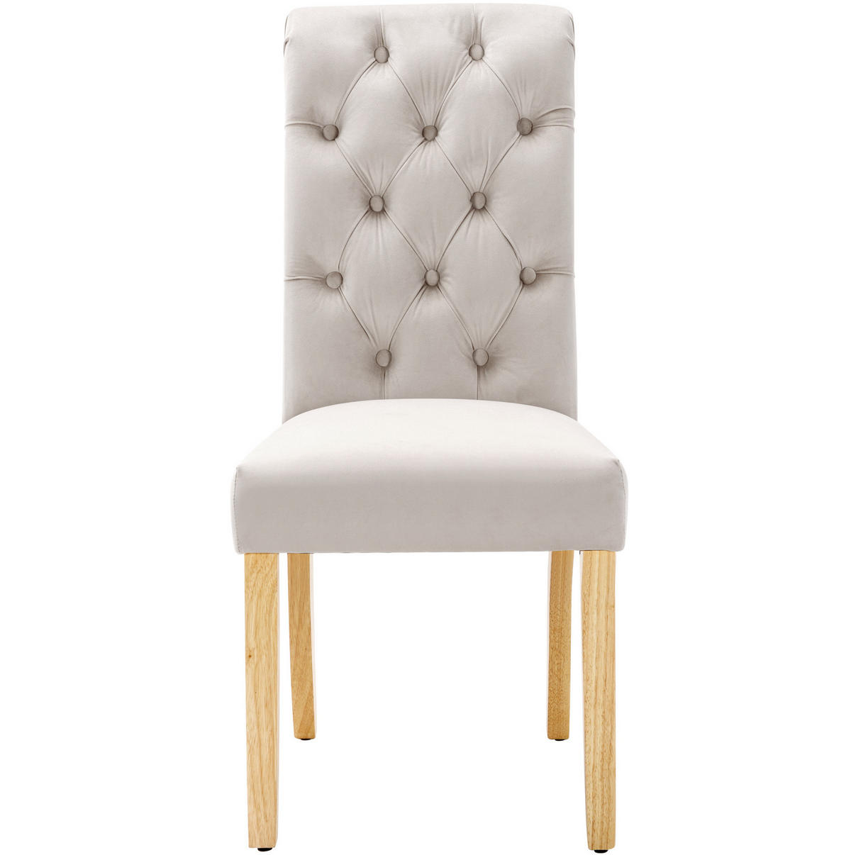 ESSZIMMERSTUHL 4er-Set Samt Beige mit Eichenbeinen - Beige, Holz (43/100/63.1cm) - Meubliv