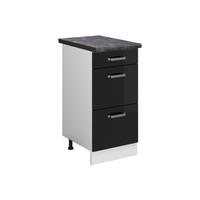 KÜCHENUNTERSCHRANK R-Line Schwarz Hochglanz 40 cm mit Schubladen AP Anthrazit - Schwarz Hochglanz/Schwarz, Holzwerkstoff (40/81.6/60cm) - Vicco