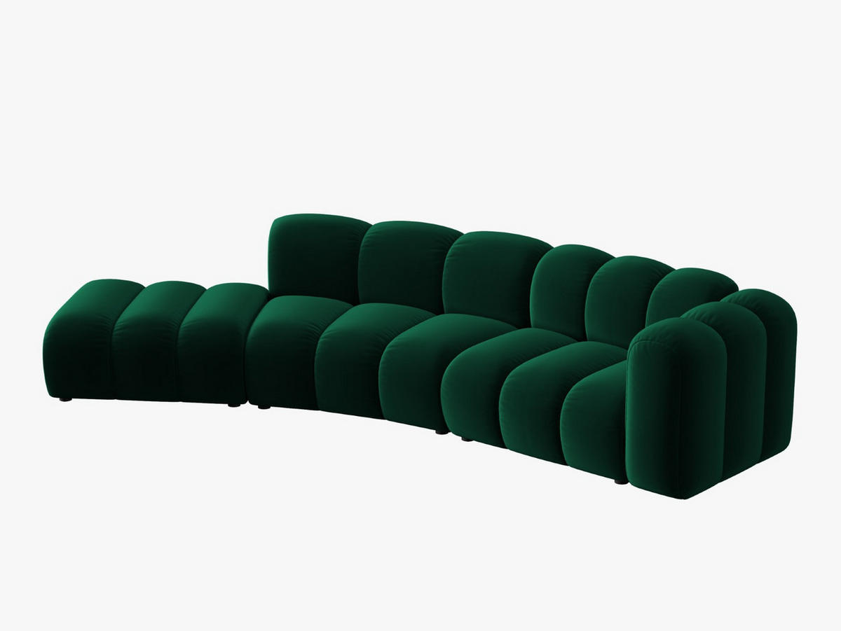 SOFA modular links Lupine aus Samt flaschengrün 5 Sitzplätze - Dunkelgrün, Textil (166/70/335cm) - Micadoni