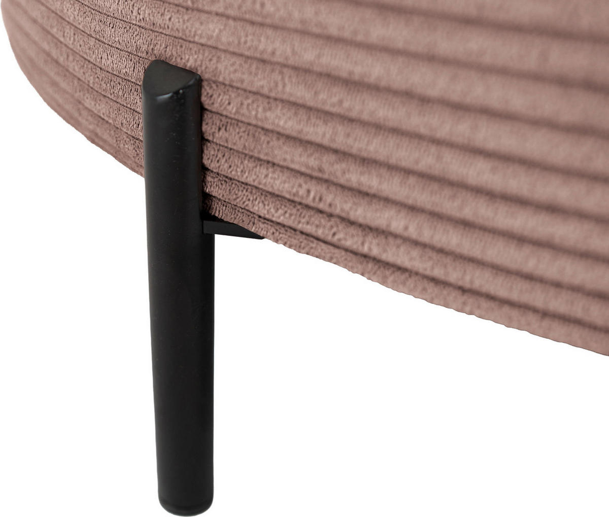 ECKSOFA Hana Loft 3-Sitzer Ecke Rechts, Cordstoff Chenille, Altrosa Rosa 241/80/168 cm - Schwarz/Rosa, Textil/Metall (168/241cm) - WFL GROUP