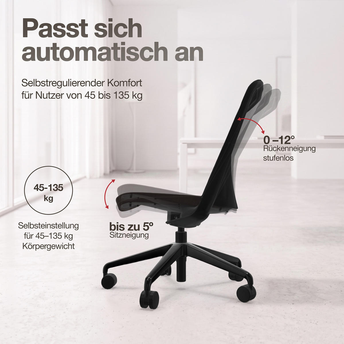 DREHSTUHL Bürostuhl Alassio / Schwarz - Schwarz, Textil (56/87/45cm) - ASSMANN