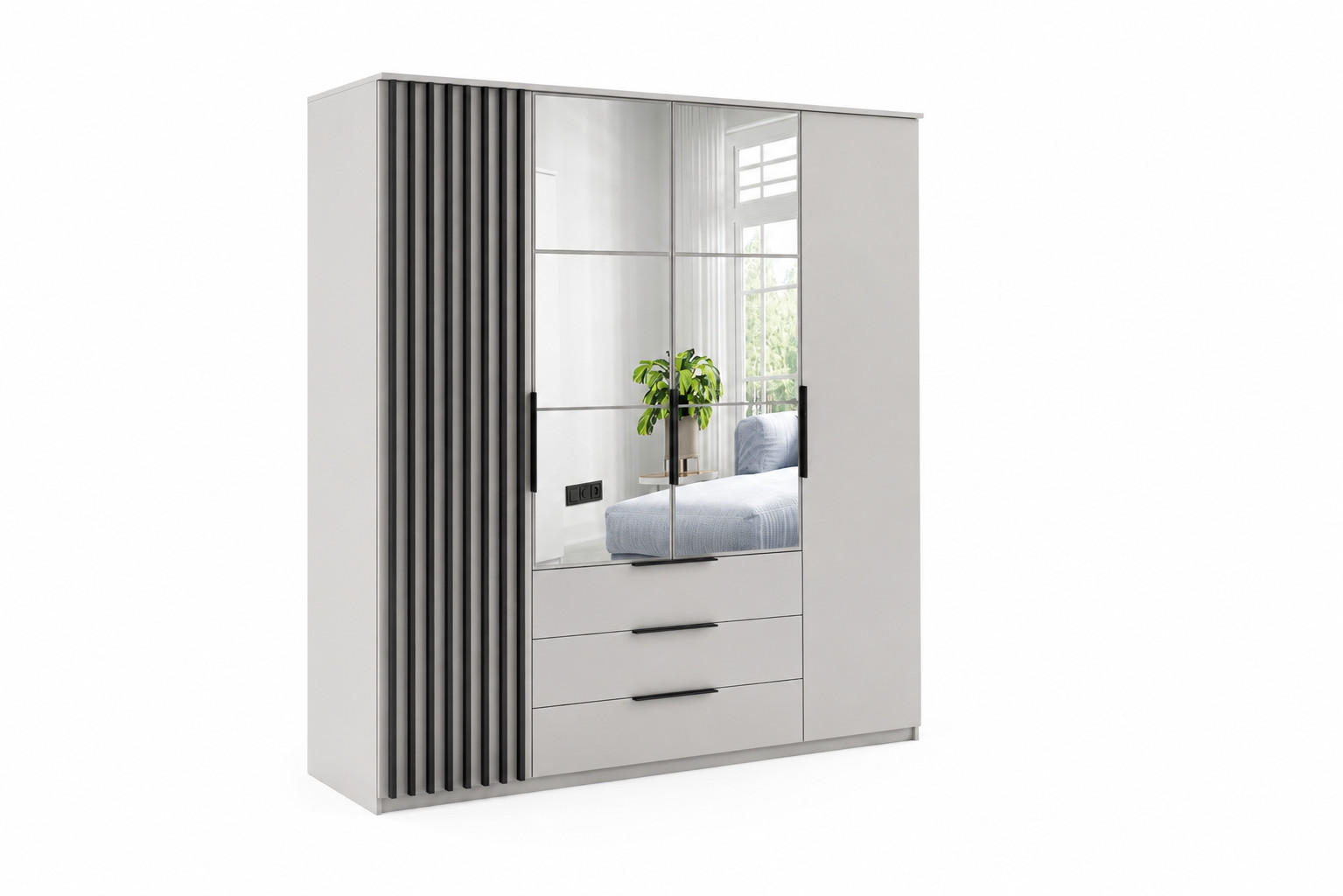 DREHTÜRENSCHRANK Torino - Kaschmir - Weiß, Holzwerkstoff (200/215/61cm) - BM-Möbel