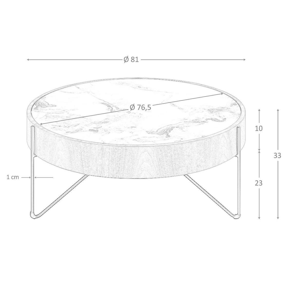COUCHTISCH rund Walnuss | Weiß | Schwarz 81/81/33 cm - Walnussfarben/Schwarz, Holz (81/81/33cm) - ANGEL CERDA