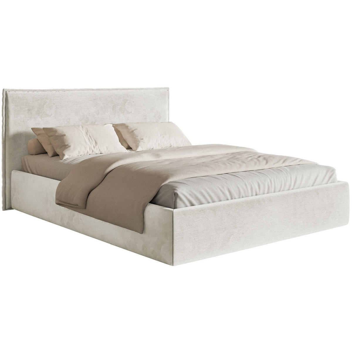POLSTERBETT Softie Slim Greige Velours 160x200 - Taupe, Textil (160/200cm) - Selsey