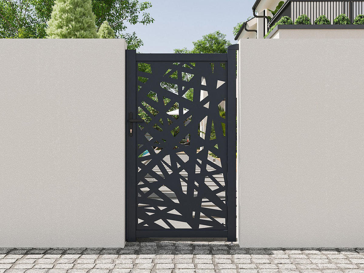 EINGANGSTOR - 103 cm x 4.6 cm - metall - anthrazitgrau Natafo - Anthrazit, Metall (103/176cm) - Vente-Unique