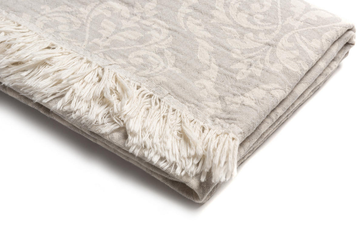 HAMAMTUCH Barok 100x180 Grau - Grau, Textil (180/100cm) - Villa Möbel