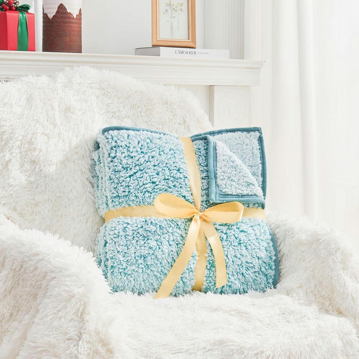 KUSCHELDECKE Sherpa 152 x 203 cm Türkisblau - Türkis, Textil (150/200cm)