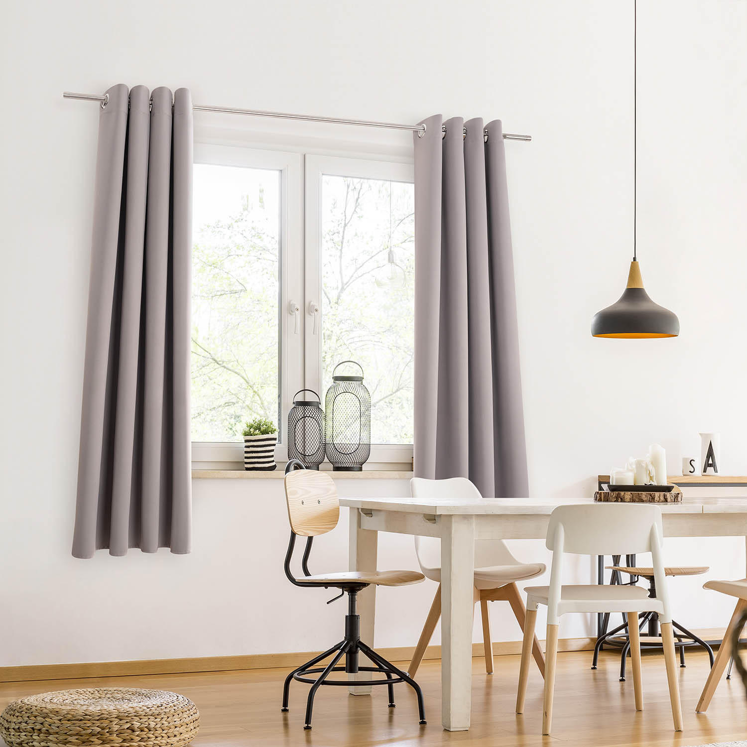 VERDUNKLUNGSVORHÄNGE Emelie 140/175 cm,2er-Set, mit Hitze- und Kälteschutz,Grau - Grau, Kunststoff (140/175cm) - Blumtal
