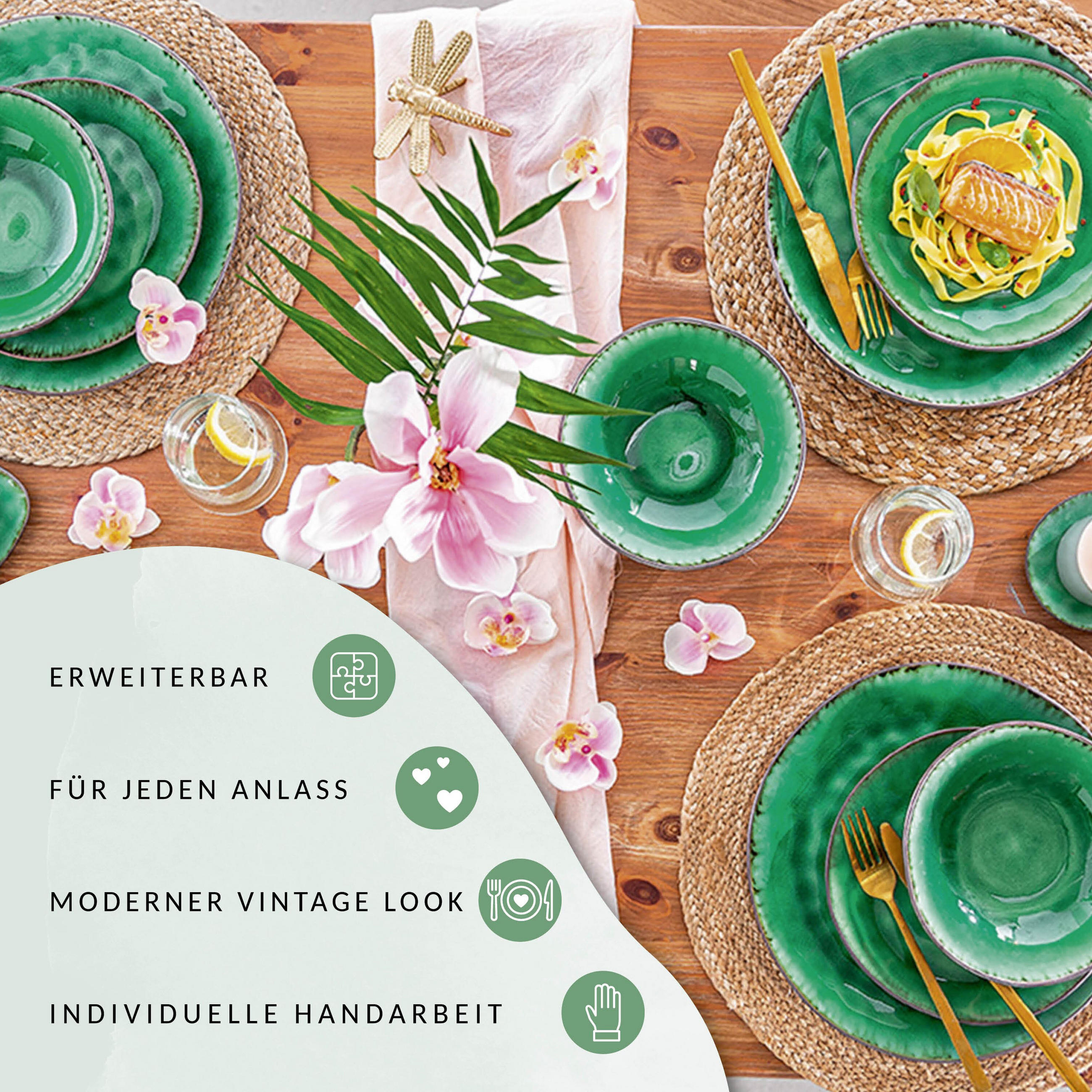 ESPRESSOBECHER SET PALM BEACH - 4 teilig aus Steingut - Grün, Keramik (0.07L) - Sänger