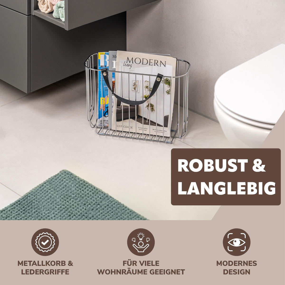 ZEITUNGSSTÄNDER, silber - Chromfarben, Metall (36/26.5/15.5cm) - eluno