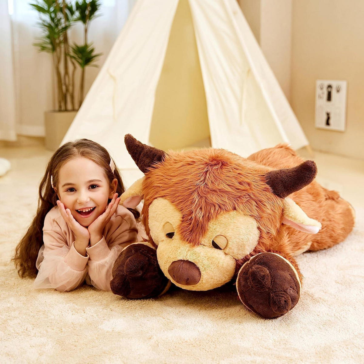 STOFFTIER Hochlandkuh 85 cm - Braun, Textil (35/85cm)