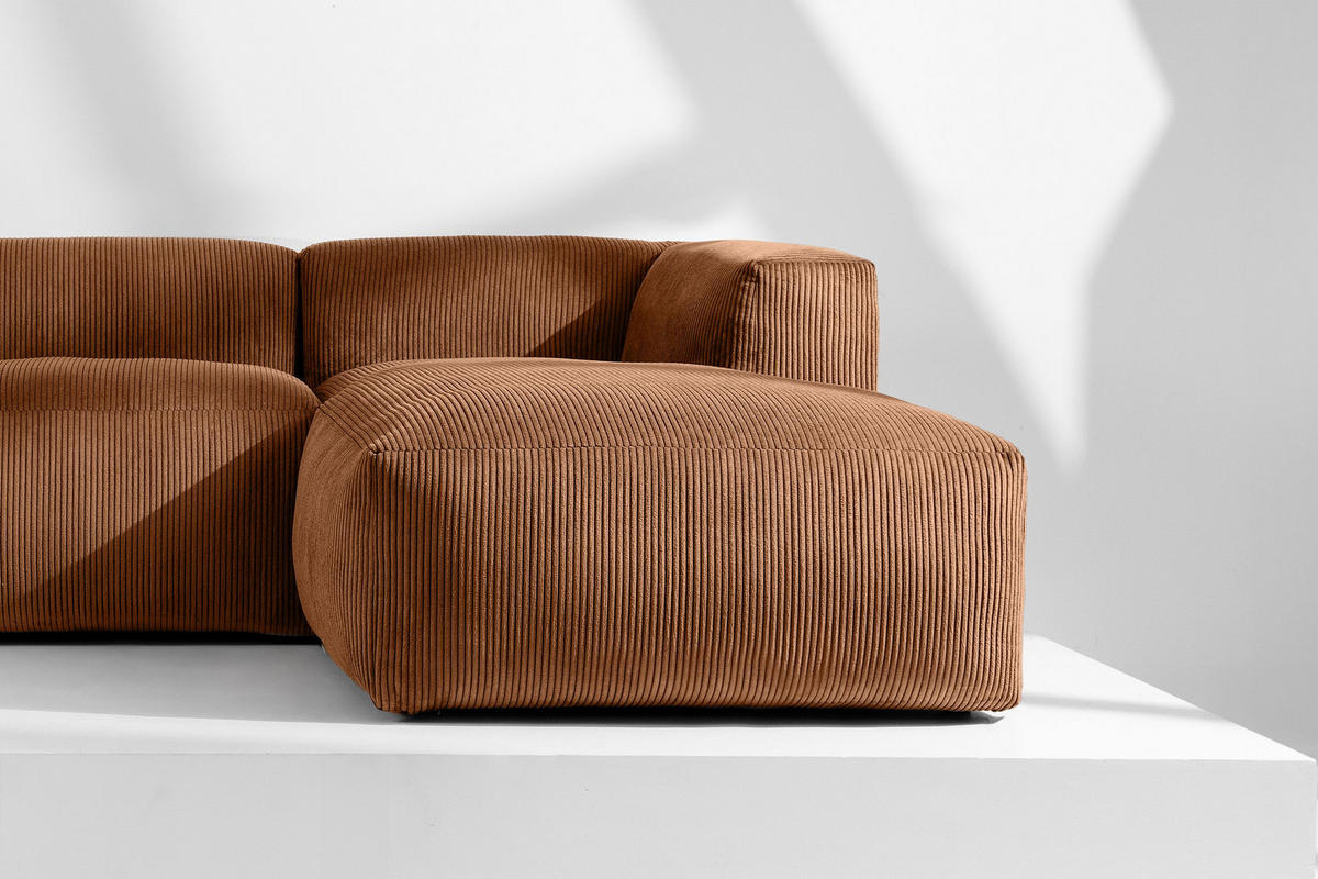 ECKMODULSOFA-RECHTS BUFFO 3/4 Sitzer mit extrem weicher Sitzfläche, Kordstoff, ore - Orange, Textil (237/180cm) - KONSIMO®