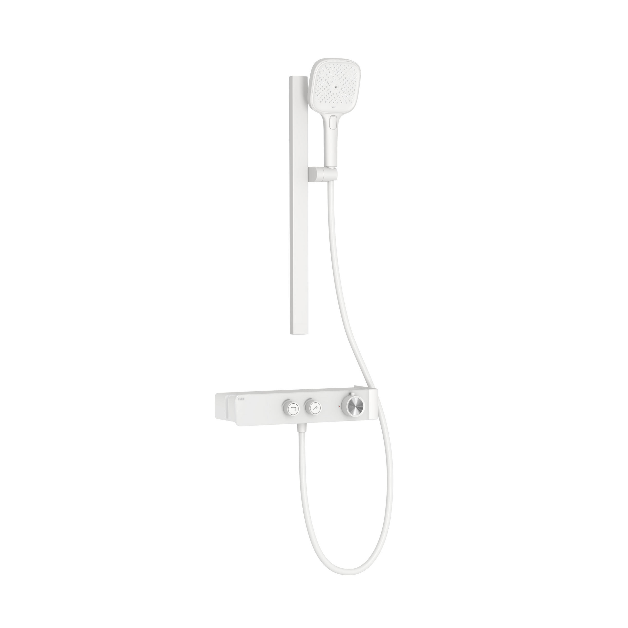 ÜBERKOPFBRAUSESET mit Zweiwege-Thermostatmischer Handbrause Weiß Matt - Weiß, Metall (35.5/115/15cm) - EMKE