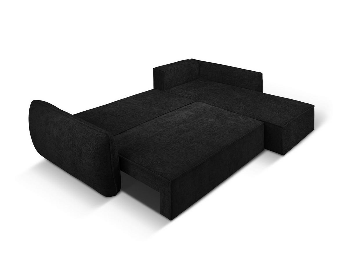 AUSKLAPPBARES-ECKSOFA rechts mit Container Kaelle aus Chenille-Stoff schwarz 4 Sitzplätze - Schwarz, Textil (165/252cm) - Micadoni