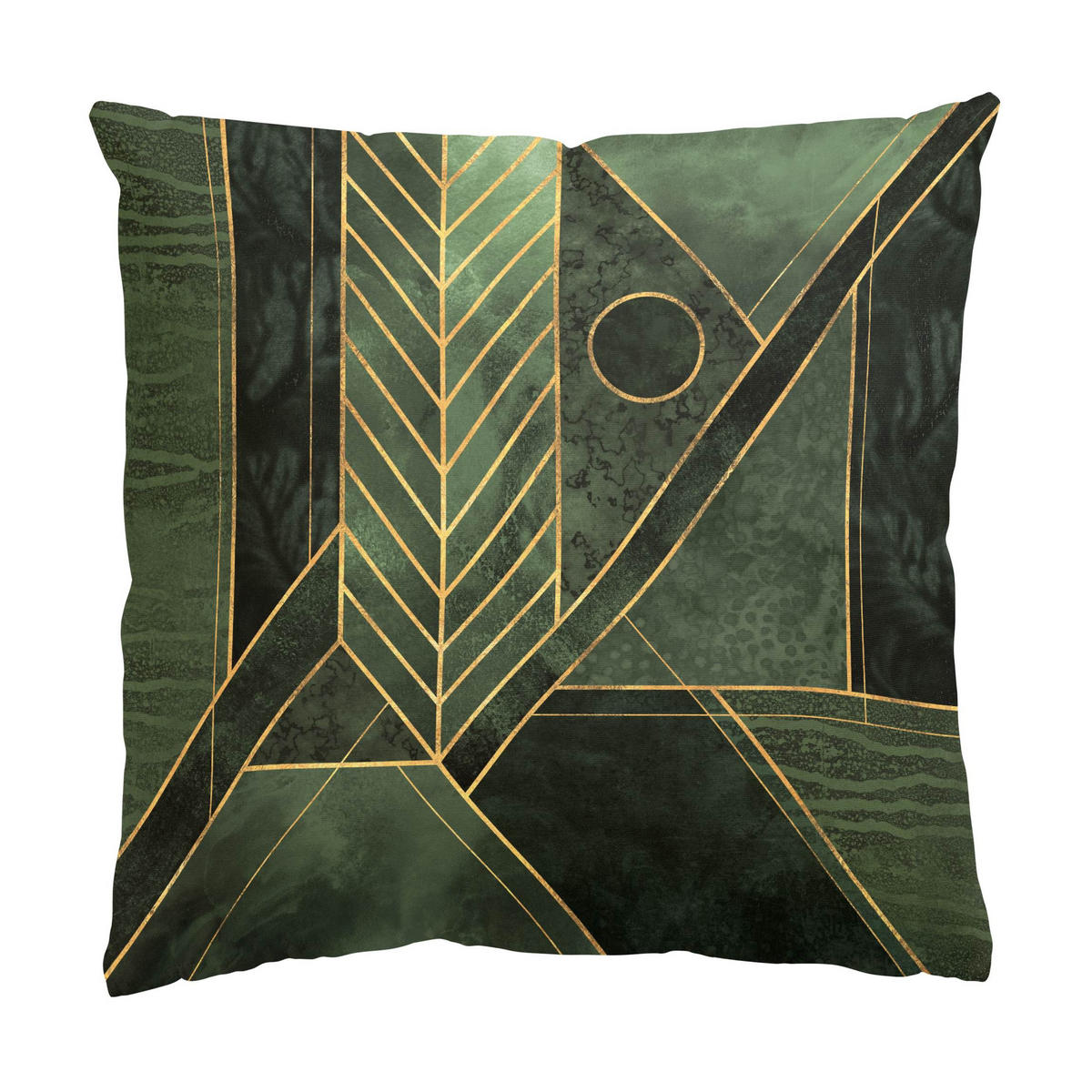 DEKOKISSEN Geometrische Formen Smaragd Gold 40/40 cm - Grün, Textil (40/40/10cm) - Bilderwelten