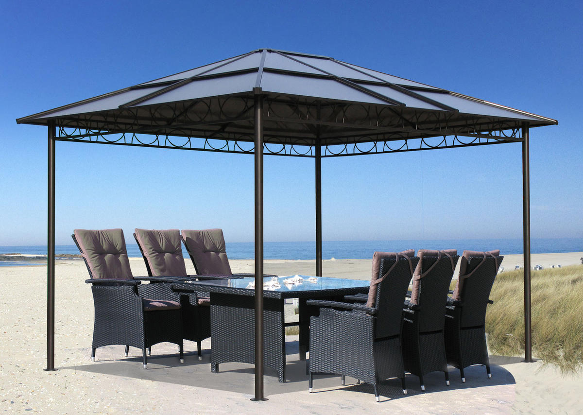 HARDTOP Pavillon 3x3,6m mit 4 Seitenteilen - Schwarz/Braun, Metall (300/263/360cm) - QUICK STAR