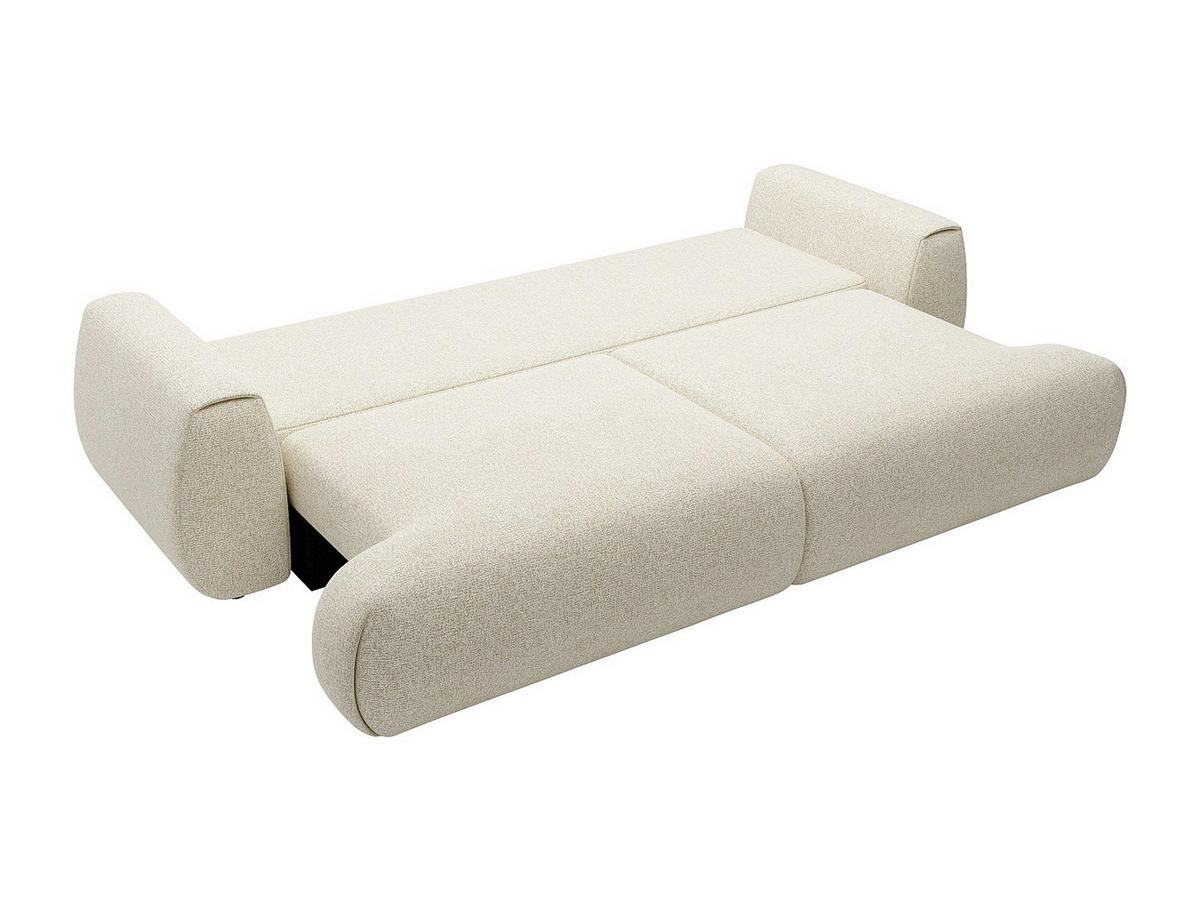SOFA mit Schlaffunktion 4-Sitzer - melierter Stoff - Beige - MONELIA - Beige, Textil (260/81/106cm) - Vente-Unique