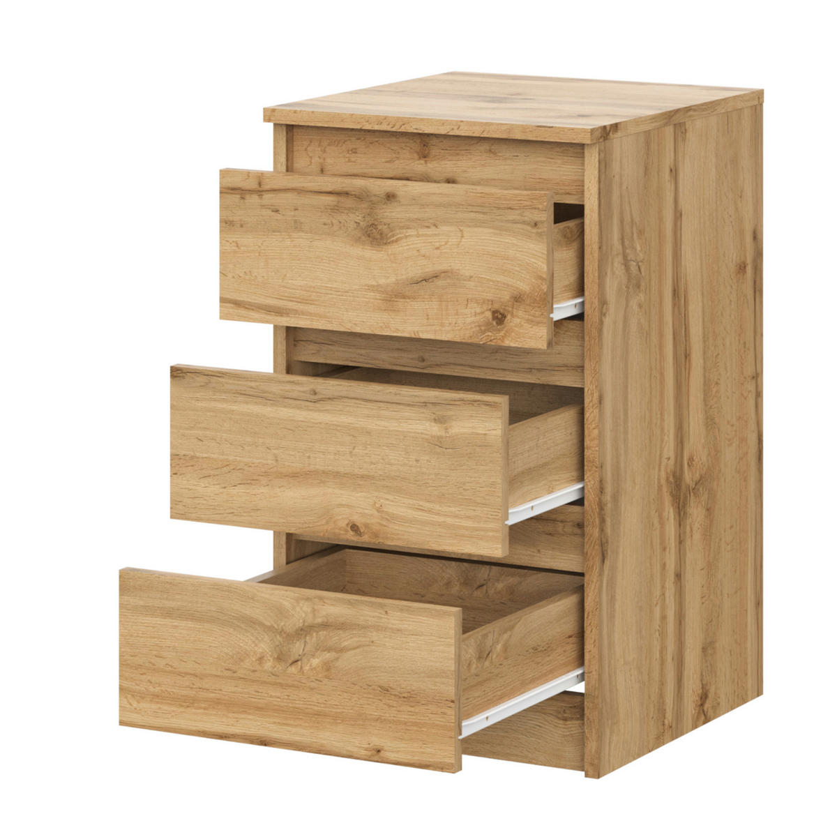 SIDEBOARD SOLA KOM3-3S Schubladen Eiche Wotan - Eiche Wotan, Holzwerkstoff/Kunststoff (40/69/43cm) - Komodee