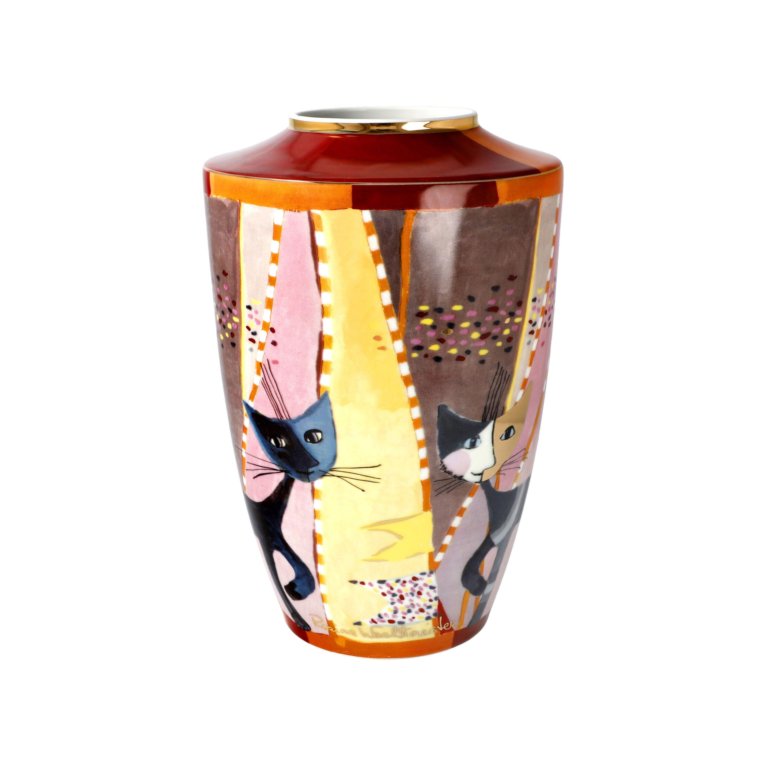 VASE Sottosopra - Rosina Wachtmeister, Katzen, Porzellan, 24 cm - Multicolor, Keramik (24cm) - Goebel