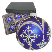 CHRISTBAUMKUGELN Schneeflocke Blau 8cm (Glas / 6 Stk.) - Blau, Glas (8/8/8cm) - Krebs Glas Lauscha