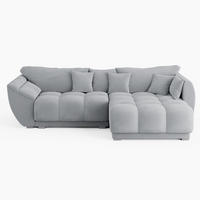 ECKSOFA LARGO Rechts Hellgrau Velours-Stoff L-Form Couch mit Schlaffunktion & Bettkasten - Hellgrau/Schwarz, Holz (285/180cm) - Barchello