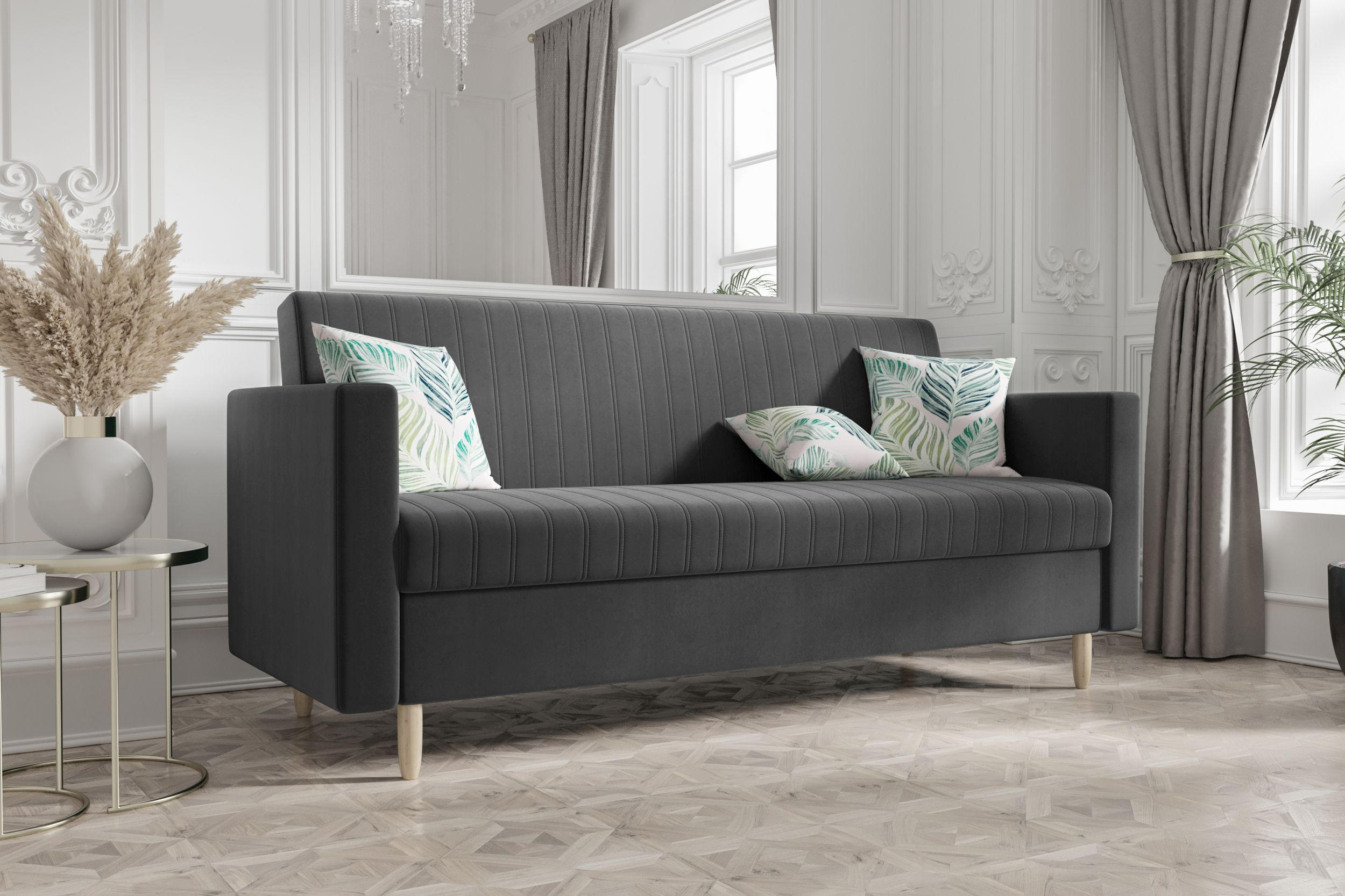 SOFA MELISA mit Schlaffunktion RIVIERA 95 mit Stauraum - Grau, Textil (87/95/216cm) - Bedante