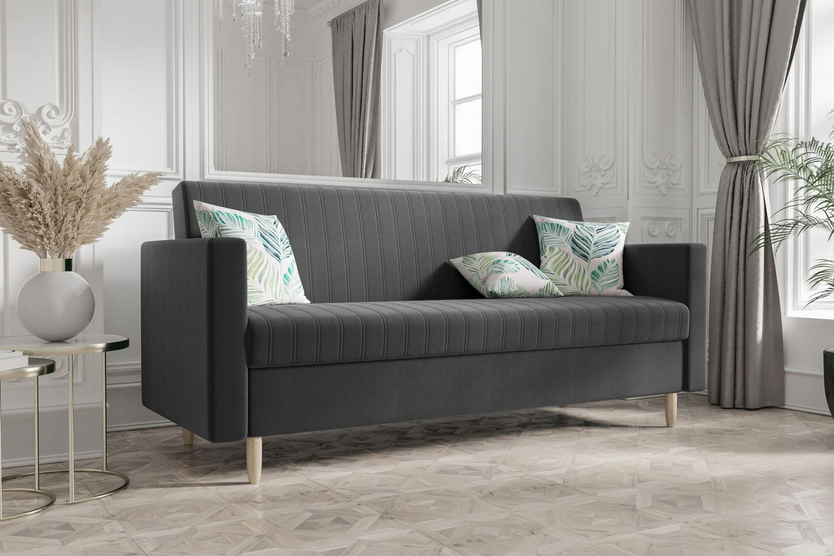 SOFA MELISA mit Schlaffunktion RIVIERA 95 mit Stauraum - Grau, Textil (87/95/216cm) - Bedante