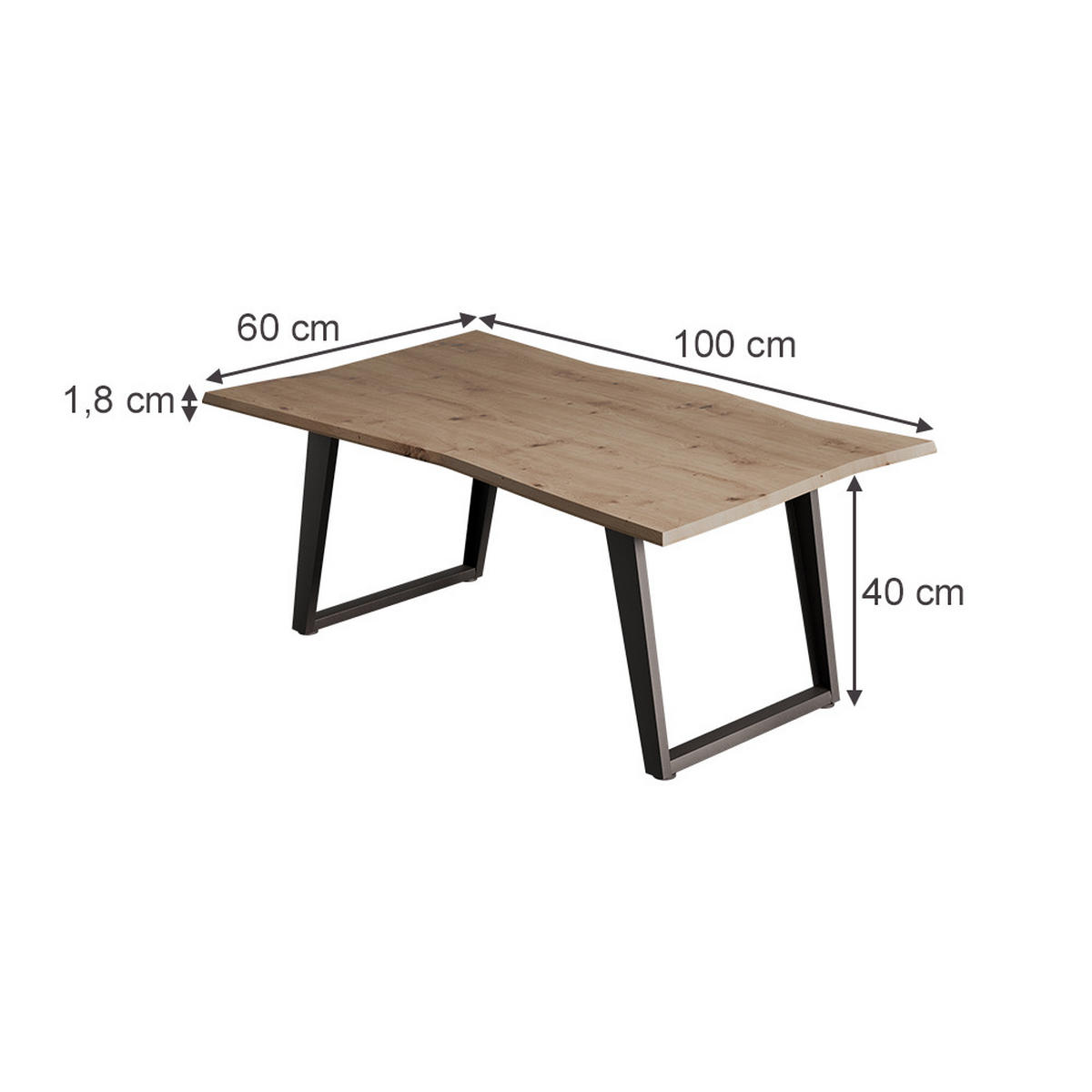 COUCHTISCH Yan Artisan 100 x 60 cm - Hellgrau, Holzwerkstoff (60/100/40cm) - Vicco