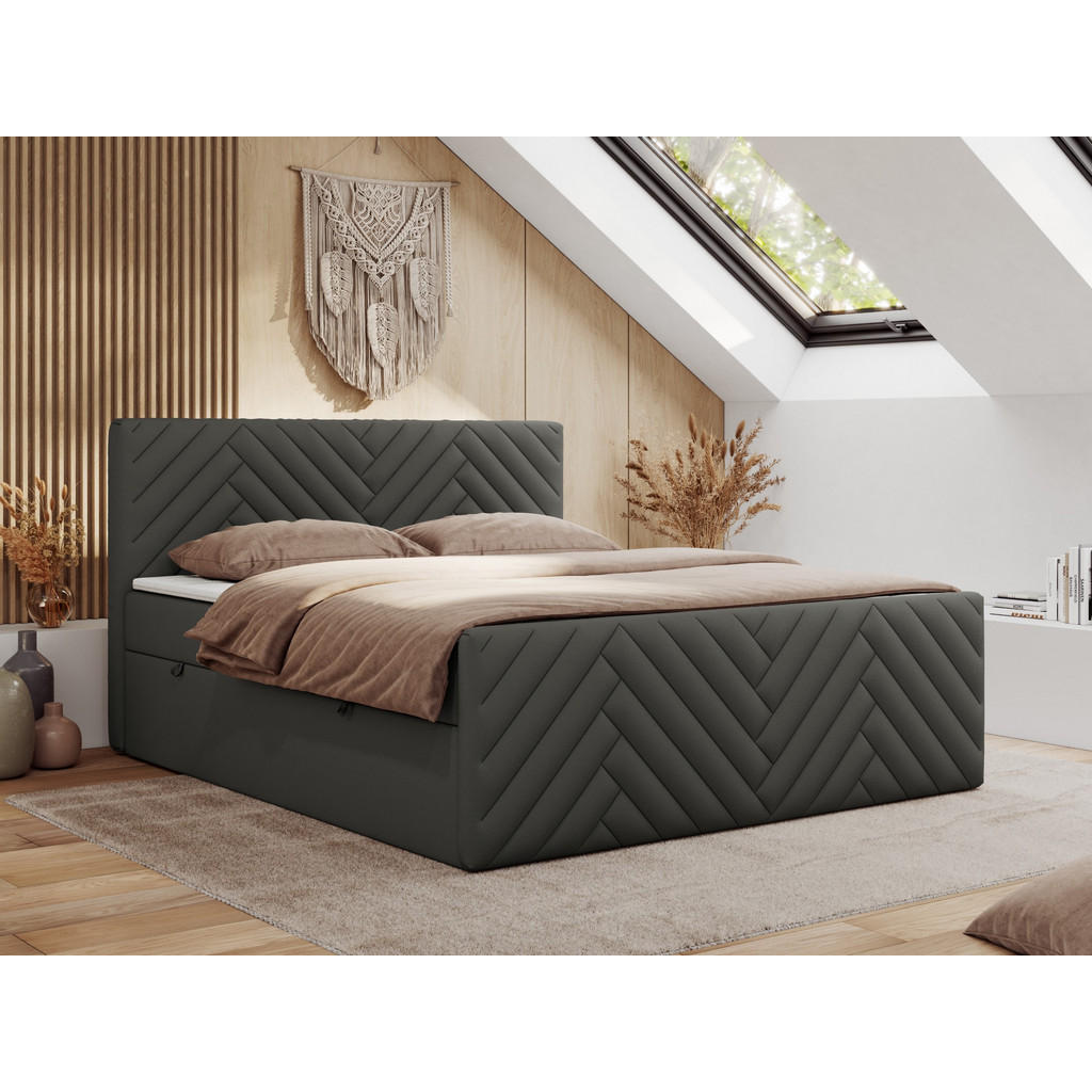 Thumbnail - MKS Boxbett, Grau, Textil, 2-Sitzer, H3, 7-Zonen, Rechteckig, 160x200 cm, Oeko-Tex®, Schlafzimmer, Betten, Boxspringbett...