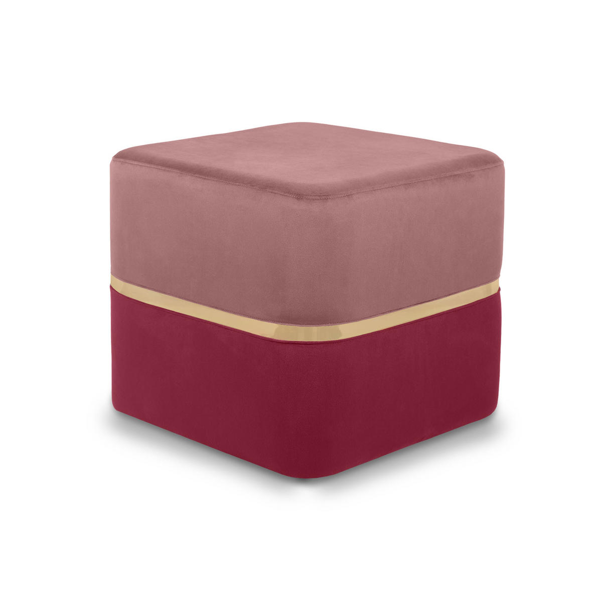 POUF Kate Samt in Himbeerrosa und goldfarbenes Metall - Pink, Holzwerkstoff/Textil (50/45/50cm) - Sicaan