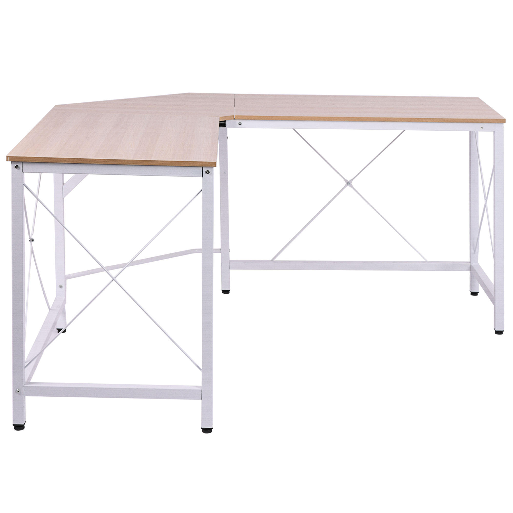 SCHREIBTISCH L-Form, MDF, Natur+Weiß - Naturfarben, Kunststoff (150/150/76cm) - HOMCOM